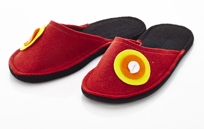 Ženski copati iz filca - rdeči